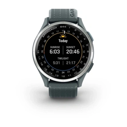 Garmin Approach S44 - GPS golf okosóra, ezüst alumíniumkeret, ködös szilikonszíj