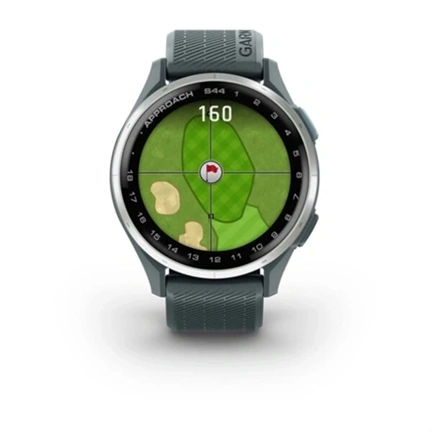 Garmin Approach S44 - GPS golf okosóra, ezüst alumíniumkeret, ködös szilikonszíj