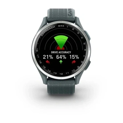 Garmin Approach S44 - GPS golf okosóra, ezüst alumíniumkeret, ködös szilikonszíj
