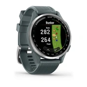 Garmin Approach S44 - GPS golf okosóra, ezüst alumíniumkeret, ködös szilikonszíj