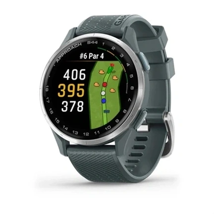 Garmin Approach S44 - GPS golf okosóra, ezüst alumíniumkeret, ködös szilikonszíj