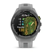 Garmin Approach S70 - prémium GPS golf okosóra, 42mm, fekete/élénk sárga kerámiakeret, porszürke szilikonszíj