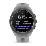 Garmin Approach S70 - prémium GPS golf okosóra, 42mm, fekete/élénk sárga kerámiakeret, porszürke szilikonszíj