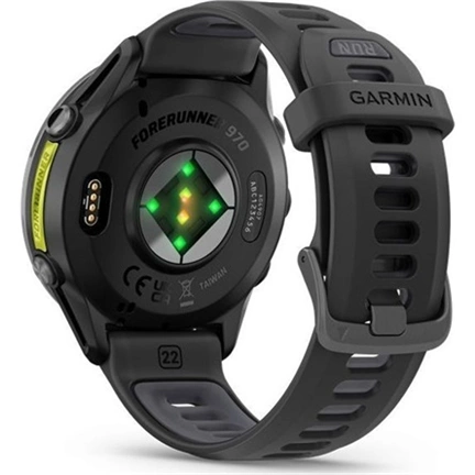 Garmin Forerunner 970 prémium futóóra - karbonszürke/fekete tok és fekete/átlátszó fehérkő szíj