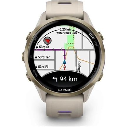 Garmin Forerunner 970 prémium futóóra - lágy arany/francia szürke tok és francia szürke/átlátszó indigószíj