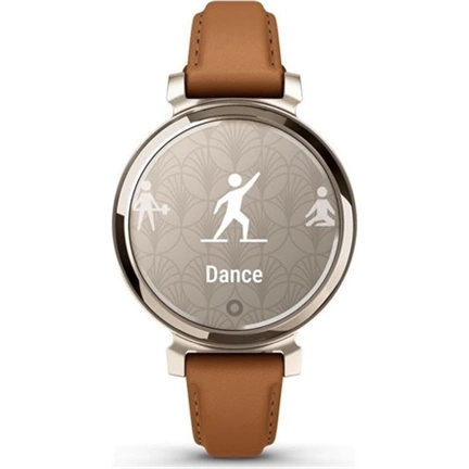 Garmin Lily 2 Classic okosóra - kicsi, stílusos, rejtett kijelzős - krémarany, barna bőrszíj