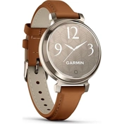 Garmin Lily 2 Classic okosóra - kicsi, stílusos, rejtett kijelzős - krémarany, barna bőrszíj