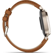 Garmin Lily 2 Classic okosóra - kicsi, stílusos, rejtett kijelzős - krémarany, barna bőrszíj