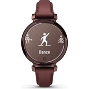 Garmin Lily 2 Classic okosóra - kicsi, stílusos, rejtett kijelzős - sötét bronz, eperfa bőrszíj