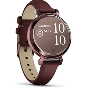 Garmin Lily 2 Classic okosóra - kicsi, stílusos, rejtett kijelzős - sötét bronz, eperfa bőrszíj
