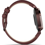 Garmin Lily 2 Classic okosóra - kicsi, stílusos, rejtett kijelzős - sötét bronz, eperfa bőrszíj