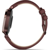Garmin Lily 2 Classic okosóra - kicsi, stílusos, rejtett kijelzős - sötét bronz, eperfa bőrszíj