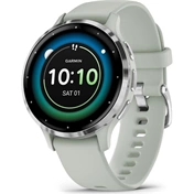 Garmin Venu 3S okosóra - ezüst rozsdamentes acélkeret, zsályaszürke tok és szilikonszíj