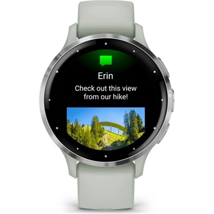 Garmin Venu 3S okosóra - ezüst rozsdamentes acélkeret, zsályaszürke tok és szilikonszíj