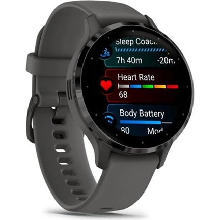 Garmin Venu 3S okosóra - palaszürke rozsdamentes acélkeret, kavicsszürke tok és szilikonszíj