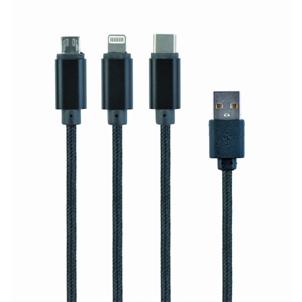 Gembird USB 3-in-1 töltőkábel 1m fekete