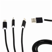 Gembird USB 3-in-1 töltőkábel 1m fekete