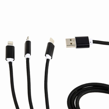 Gembird USB 3-in-1 töltőkábel 1m fekete