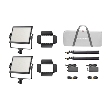 Godox LP600Bi K2 Black Litemons Bi color LED Light Panel 2 light kit