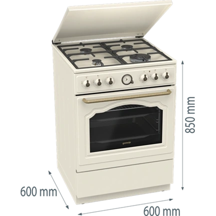 Gorenje GKS6C71CLI kombinált tűzhely, rusztikus