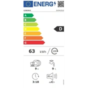 Gorenje GV541D10 beépíthető keskeny mosogatógép