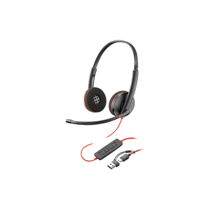 HP Poly Blackwire 3220 sztereó USB-C headset + USB-C–USB-A-adapter (csomagban)
