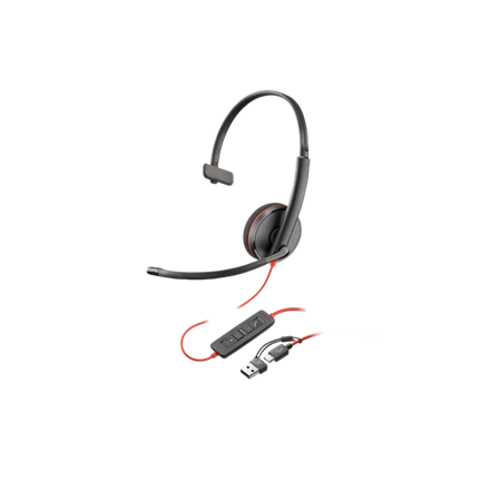 HP Poly Blackwire 3220 sztereó USB-C headset + USB-C–USB-A-adapter (csomagban)