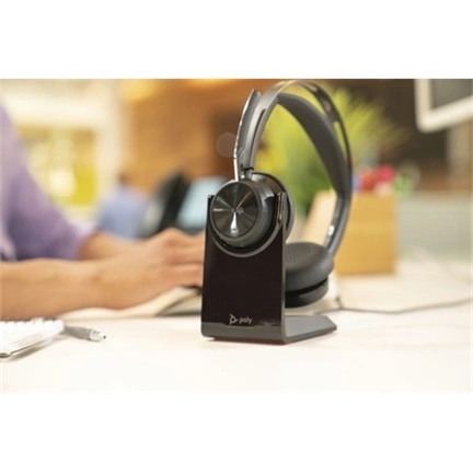 HP Poly Voyager Focus 2 Microsoft Teams Certified USB-C-C Headset + USB-C/A Adapter + Charging Stand