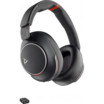 HP Poly Voyager Surround 85 UC USB-C headset + USB-C–USB-A-adapter + töltőállvány