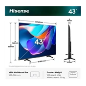 Hisense 43A6S 4K UHD Smart LED TV 43"/108cm, 3840x2160, 3xHDMI/2xUSB/RJ45/Wifi