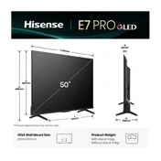 Hisense 50E7QPRO 50" E7Q PRO Hi-QLED 144Hz 4K Smart TV, 3840x2160, 3xHDMI/2xUSB/LAN/WIFI