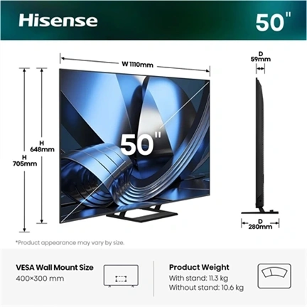 Hisense 50U7SE 4K UHD SMART MINILED TV
