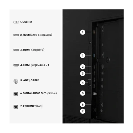Hisense 55S7S 55"/139cm 4K 144Hz Smart Hi-QLED Canvas TV, 3840x2160, 4xHDMI/2xUSB/RJ45/Wifi