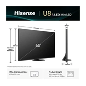Hisense 65" U8Q televízió 4K 165Hz ULED MiniLED Smart TV, Vidaa OS