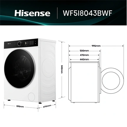 Hisense WF5i8043BWF mosógép 8kg