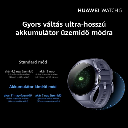 Huawei Watch 5 okosóra, 46mm, fekete