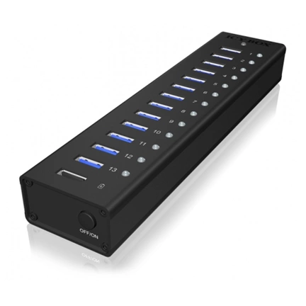 Icy Box 13 portos USB3.0 HUB + USB charge port 5 V, 2.4 A