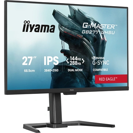 Iiyama G-Master GB2771UHSU-B1 monitor - 27", UHD, IPS, 0,8ms, 144Hz, G-Sync Comp., állíth. mag, pivot, USB hub, fekete
