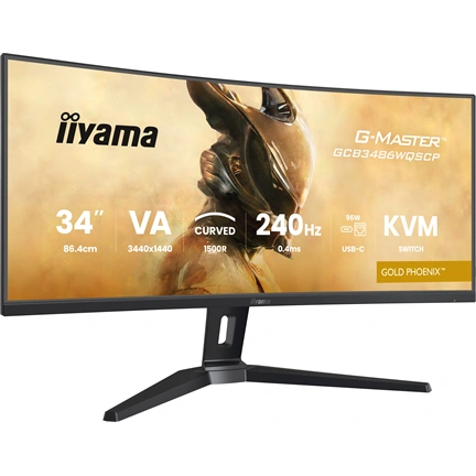 Iiyama G-Master GCB3486WQSCP-B1 monitor - 34", UWQHD, VA, ívelt, 1500R, 0,4ms, 240Hz, FreeSync, áll. mag., KVM, USB hub