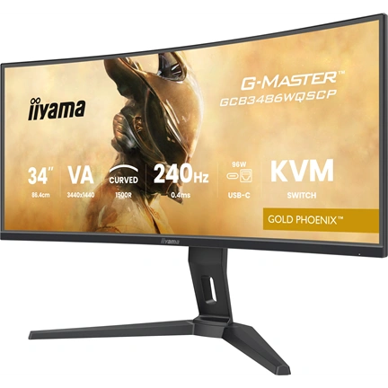 Iiyama G-Master GCB3486WQSCP-B1 monitor - 34", UWQHD, VA, ívelt, 1500R, 0,4ms, 240Hz, FreeSync, áll. mag., KVM, USB hub