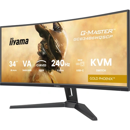 Iiyama G-Master GCB3486WQSCP-B1 monitor - 34", UWQHD, VA, ívelt, 1500R, 0,4ms, 240Hz, FreeSync, áll. mag., KVM, USB hub