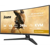 Iiyama G-Master GCB3486WQSCP-B1 monitor - 34", UWQHD, VA, ívelt, 1500R, 0,4ms, 240Hz, FreeSync, áll. mag., KVM, USB hub