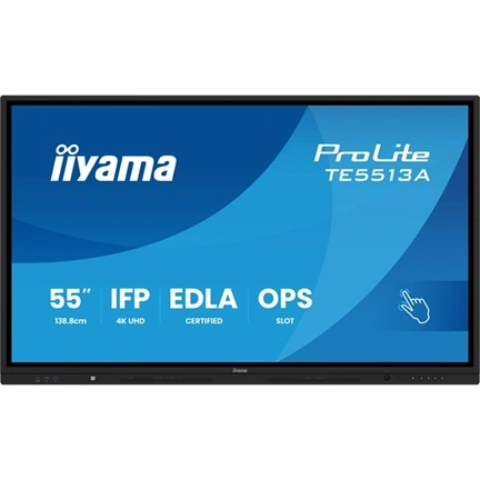 Iiyama ProLite TE5513A-B3AG interaktív érintőkijelző Google EDLA tanúsítvánnyal, Android 14, 55" UHD IPS