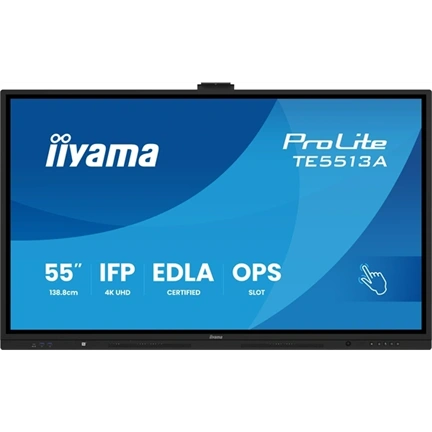 Iiyama ProLite TE5513A-B3AG interaktív érintőkijelző Google EDLA tanúsítvánnyal, Android 14, 55" UHD IPS