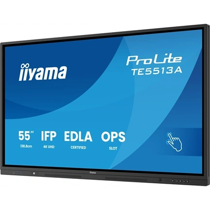 Iiyama ProLite TE5513A-B3AG interaktív érintőkijelző Google EDLA tanúsítvánnyal, Android 14, 55" UHD IPS