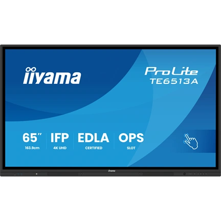 Iiyama ProLite TE6513A-B1AG interaktív érintőkijelző Google EDLA tanúsítvánnyal, Android 14, 65" UHD IPS