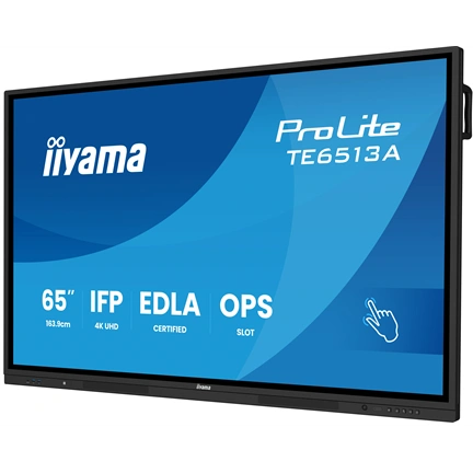 Iiyama ProLite TE6513A-B1AG interaktív érintőkijelző Google EDLA tanúsítvánnyal, Android 14, 65" UHD IPS
