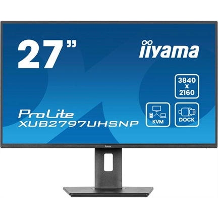 Iiyama ProLite XUB2797UHSNP-B1 monitor - 27" QHD IPS, RJ45 KVM switch, USB-C dokkoló, 96W PD