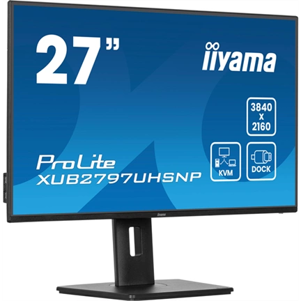 Iiyama ProLite XUB2797UHSNP-B1 monitor - 27" QHD IPS, RJ45 KVM switch, USB-C dokkoló, 96W PD