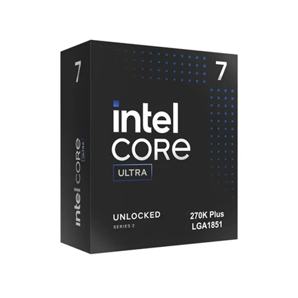 Intel Core Ultra 7 270K Plus processzor - LGA1851, 3,7-5,5GHz, 36MB cache, 24C/24T, 125W TDP, dobozos